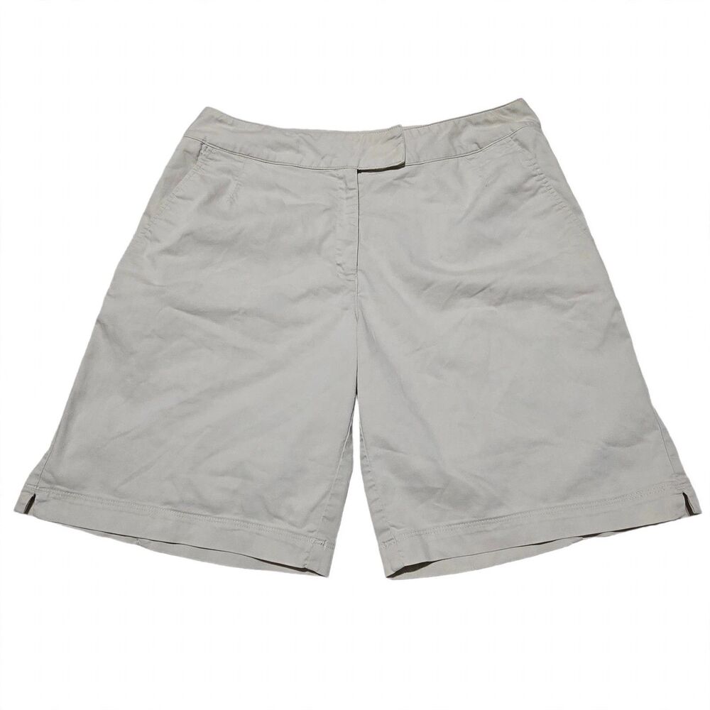 Nike Golf Women's Dri-FIT flat-front Bermuda shorts Sz 10 Light Beige 273055-244